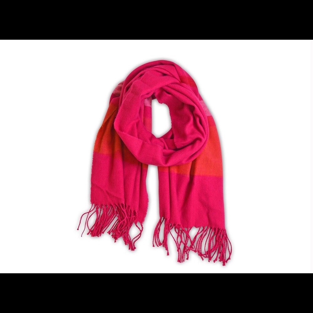 $10🚨NWT Pink Soft Long Striped Scarf - Picture 2 of 4
